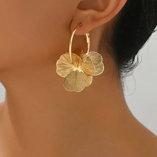 Golden Petal Whisper Hoops