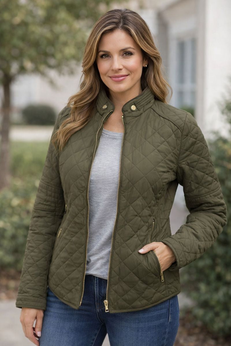 Ultra Lightweight Quilted Padded Zip Up Jacket