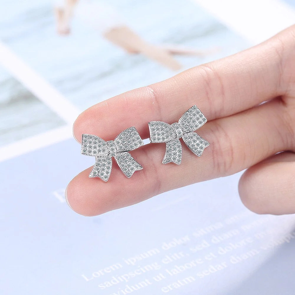 Pave Bow Stud Earrings