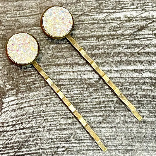 Frost Druzy Agate Bobby Pins