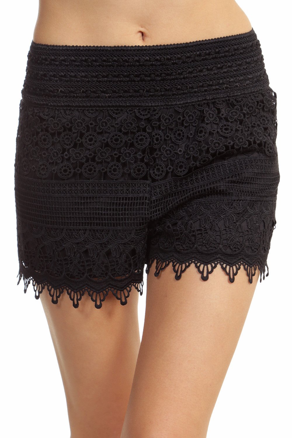 Lace Crochet Banded Shorts with Lining.