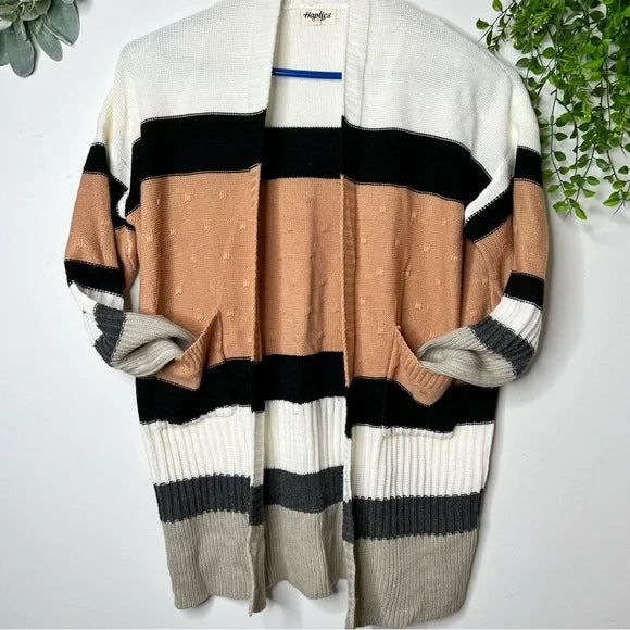 Curvy Multi Color Block Sweater Cardigan