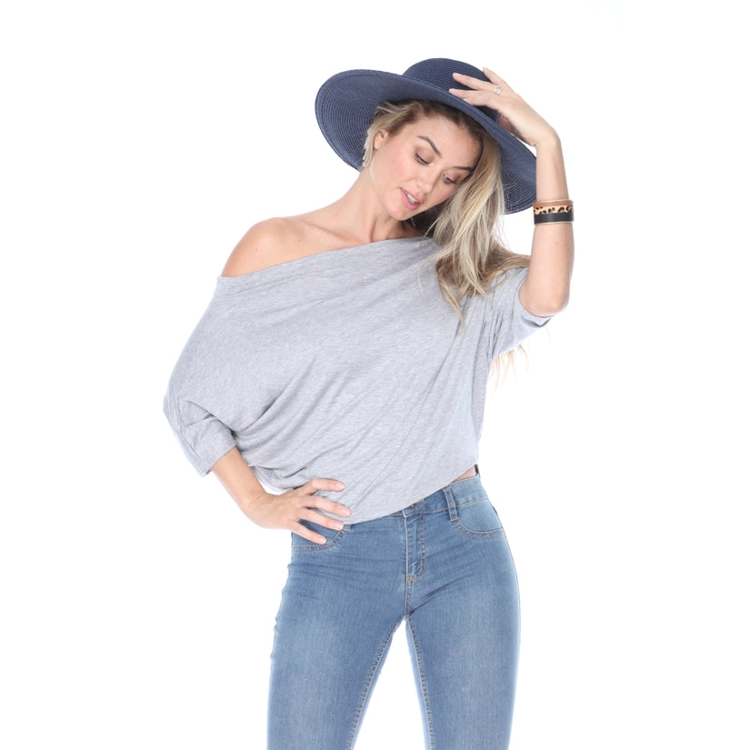 GREY OFF THE SHOULDER TOP