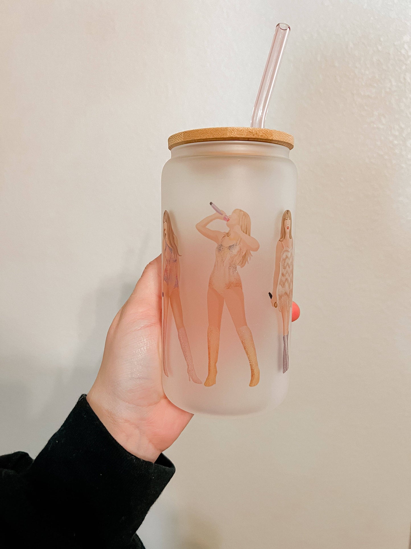 Taylor Swift Eras Glass Can with lid and straw