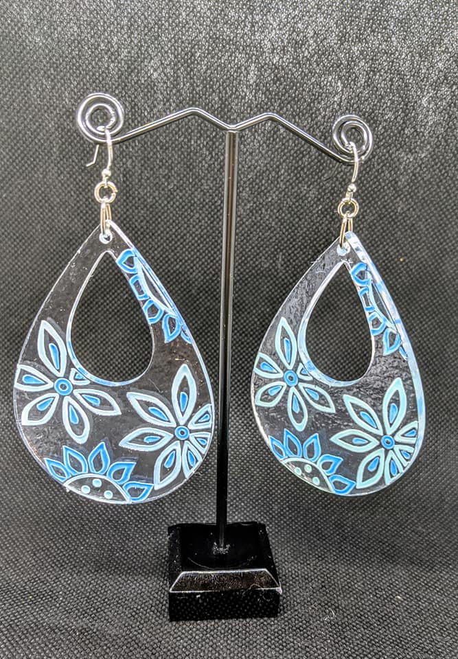 Floral Etched Acrylic Earrings