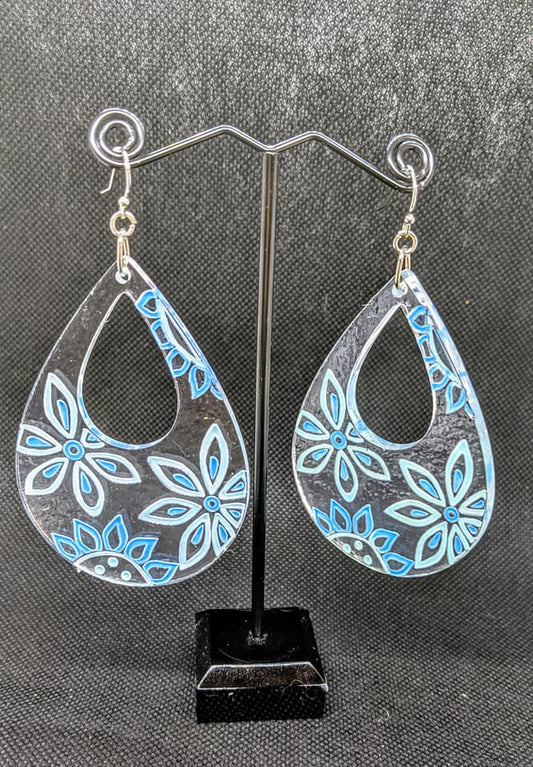 Floral Etched Acrylic Earrings