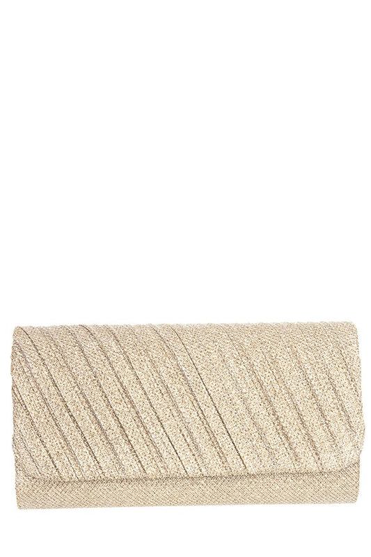 DIAGONAL PLEATED EVENING CLUTCH BAG