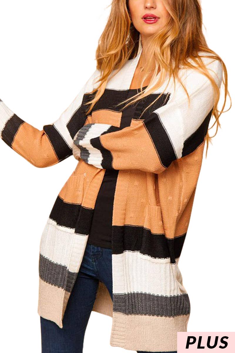 Curvy Multi Color Block Sweater Cardigan