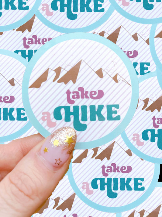 Hiking/take a hike/outdoors waterproof sticker: Blue