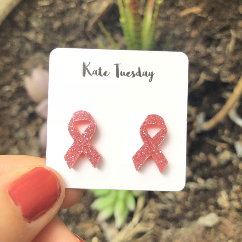 Pink Ribbon Earrings