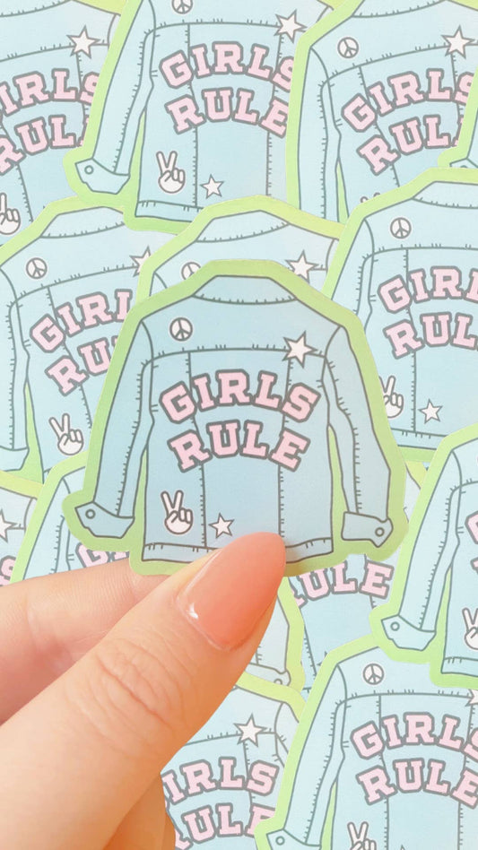 Girls rule jean jacket waterproof sticker