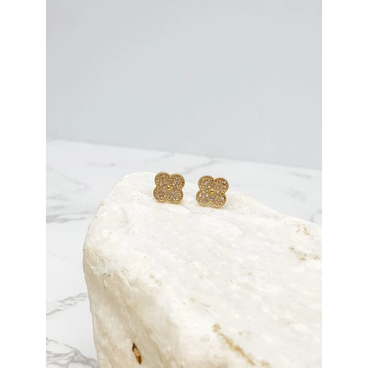 Pave Clover Stud Earrings