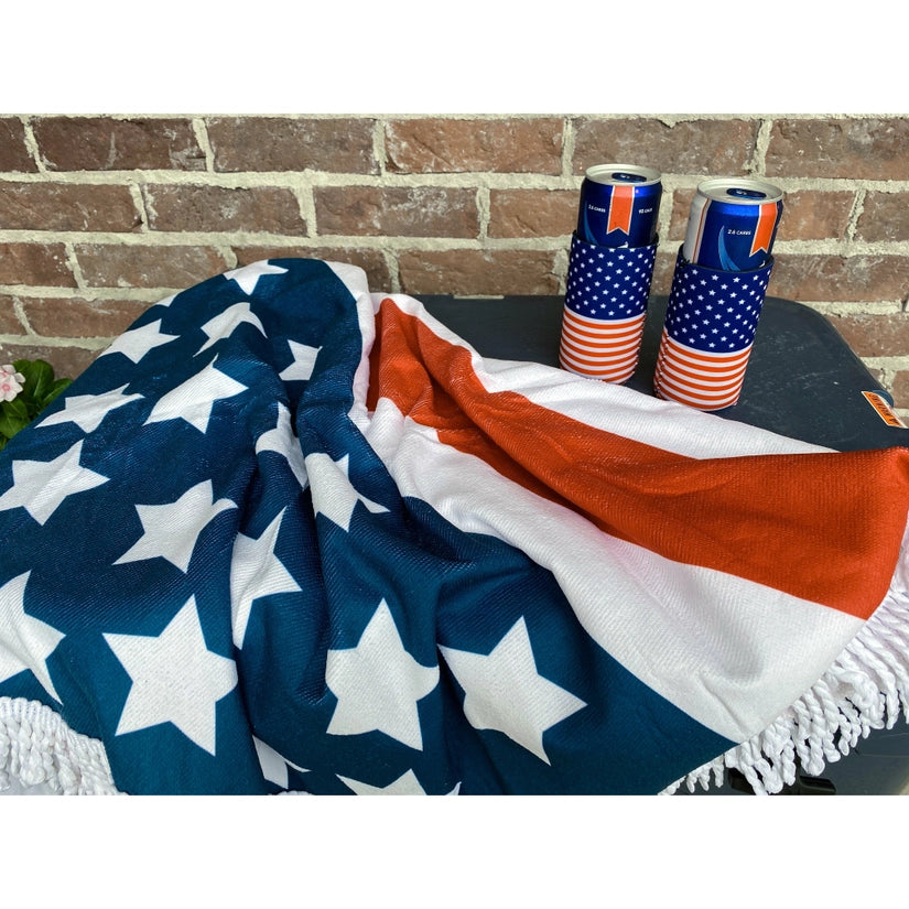 American Flag Can Cooler