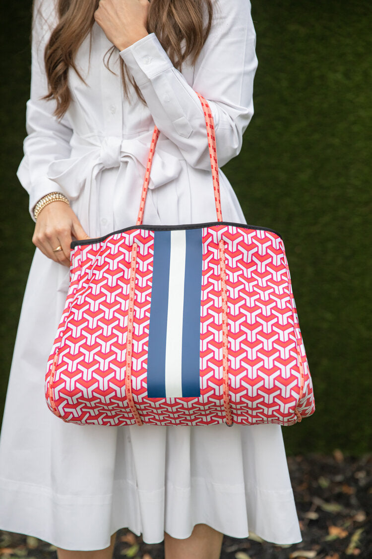 Red Maze Neoprene Tote