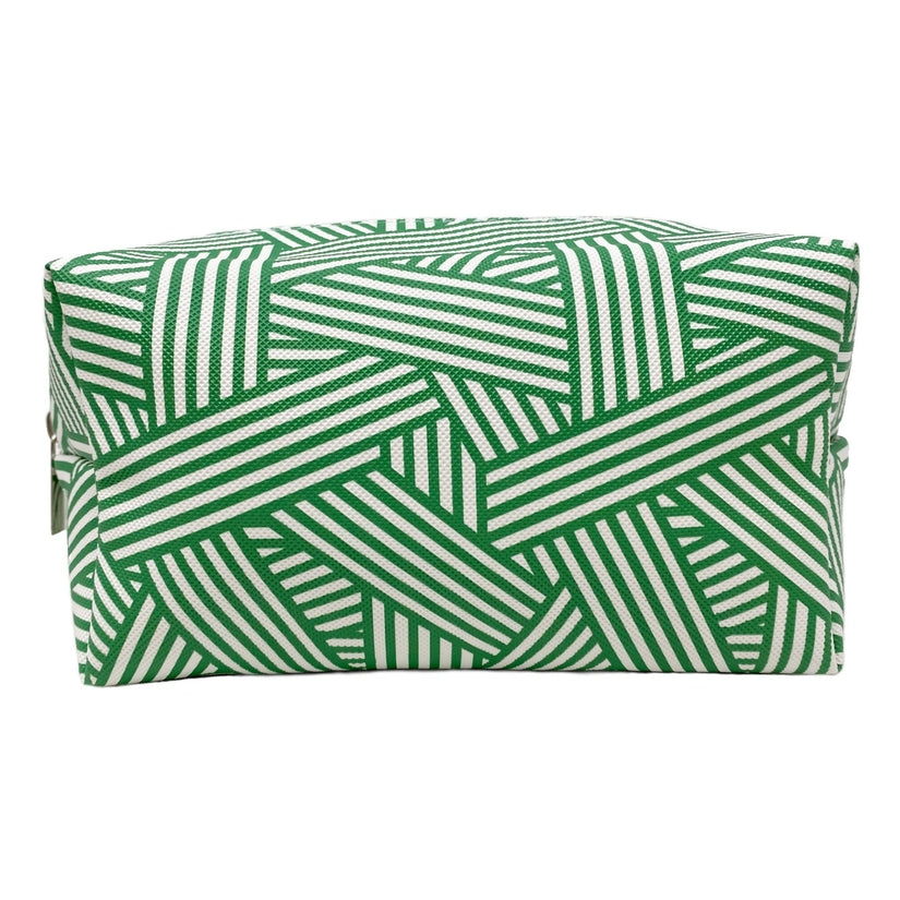 Abstract Green Stripe Cosmetic Bag