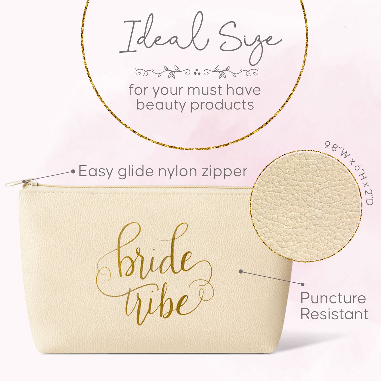 Cream Bridesmaid Makeup Bag