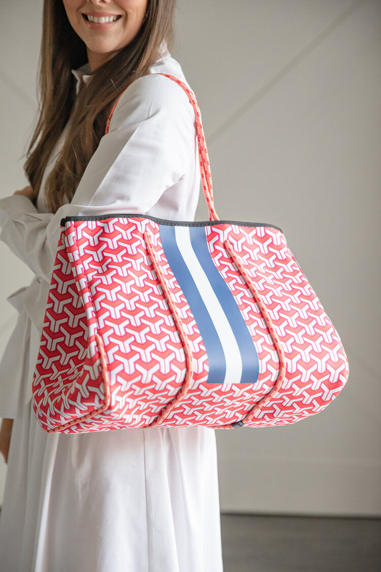 Red Maze Neoprene Tote