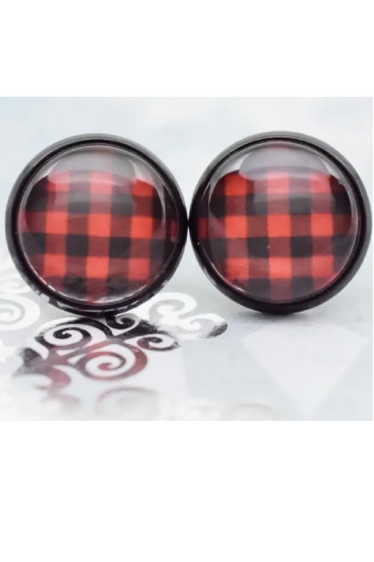 Buffalo Plaid Earring Studs