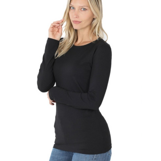 Brushed Microfiber Long Sleeve Top