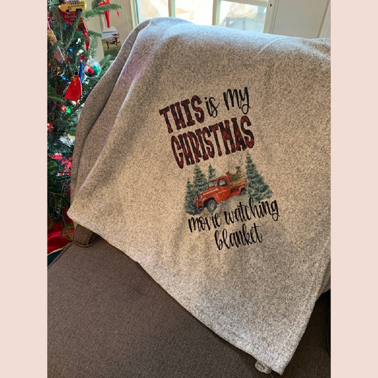 This is my Christmas Movie Watching Sweater Blanket!