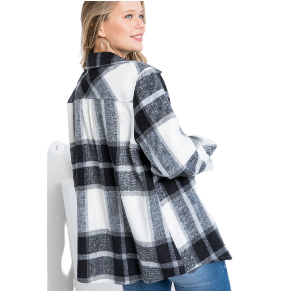 Curvy Black & White Plaid Flannel