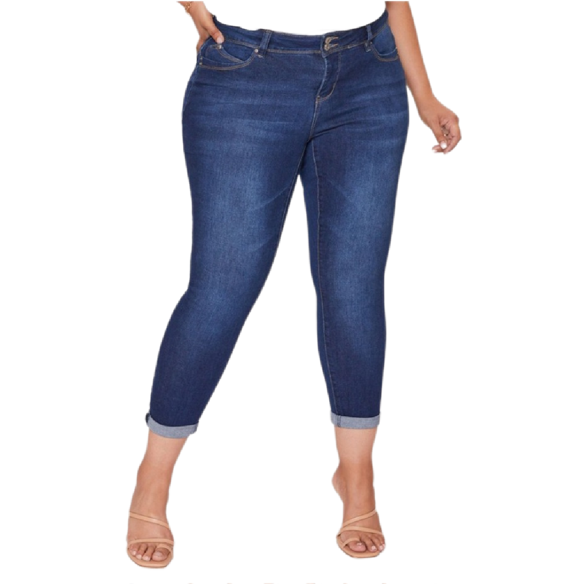 Missy Plus WannaBettaButt 2 Button Roll Cuff Ankle Jeans