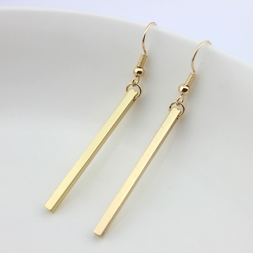 Long Bar Hanging Metal Earrings