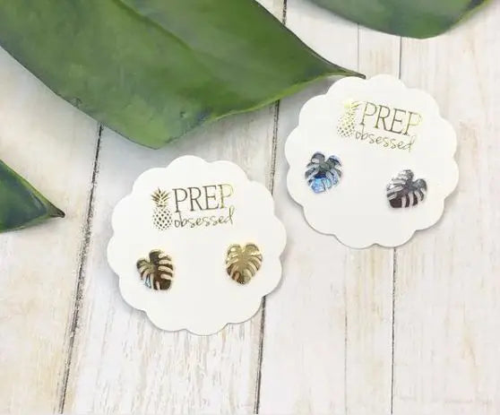 Dainty Palm Leaf Earring Stud