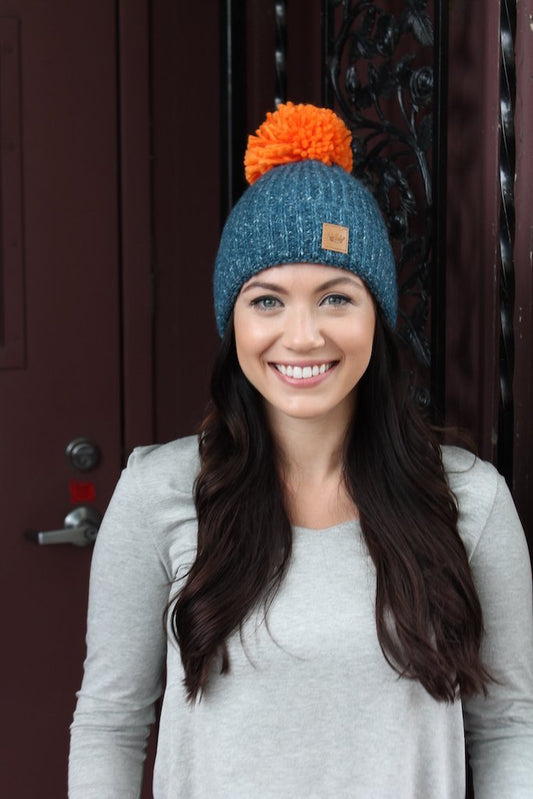 Blue Fleece lined Winter Hat