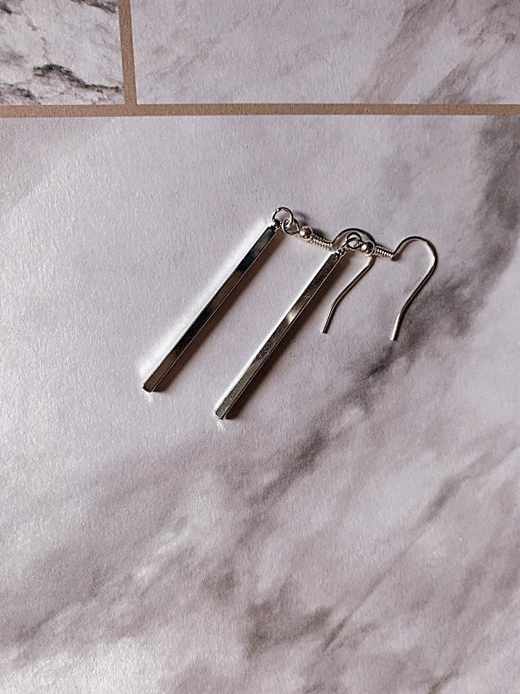 Long Bar Hanging Metal Earrings