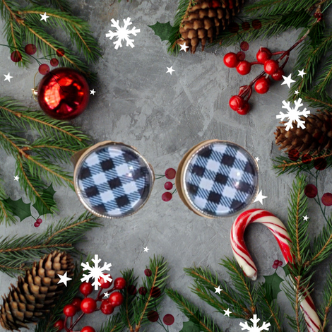 Black & White Plaid Earrings