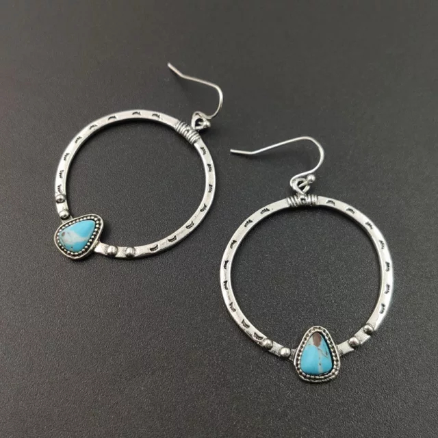 Turquoise and Silver Dangle Earrings