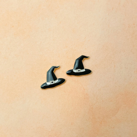 Black Witch Hat Enamel Stud Earrings