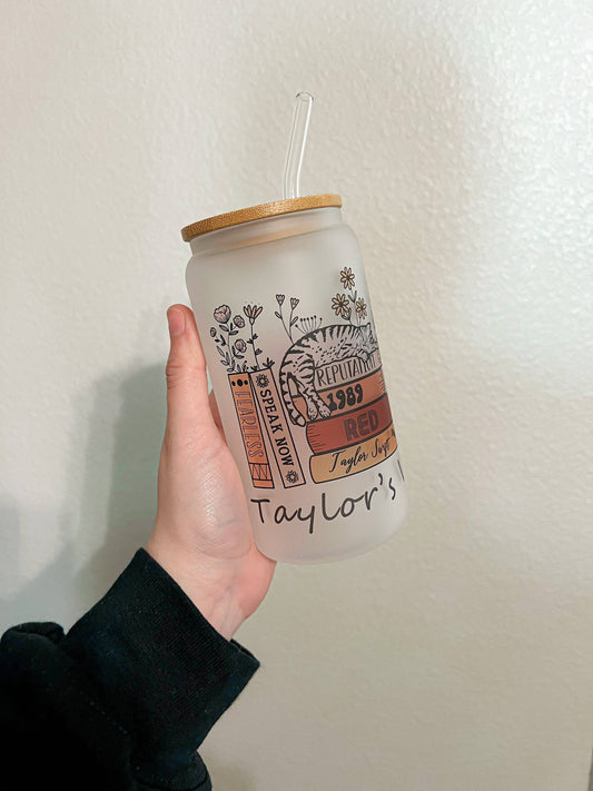 Taylor’s Version Glass Can with lid and straw