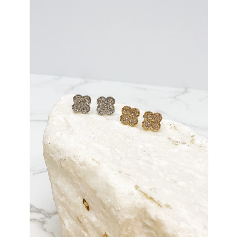 Pave Clover Stud Earrings