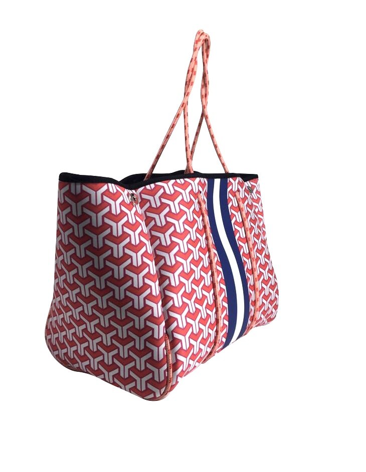 Red Maze Neoprene Tote