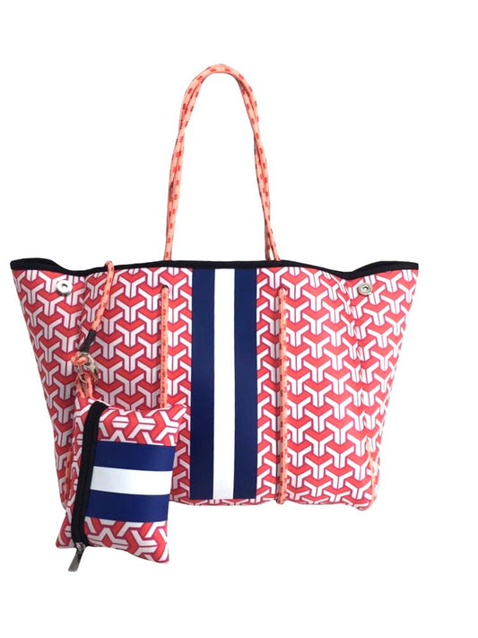 Red Maze Neoprene Tote