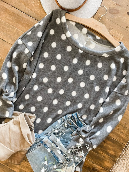 Charcoal Polka Dot Top